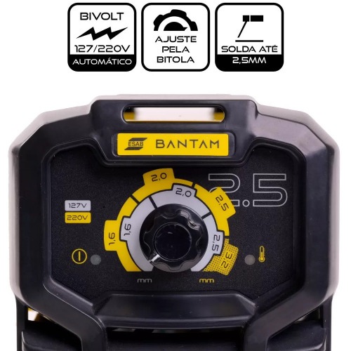 Inversora de solda 120A para eletrodo revestido bivolt - Bantam 2.5  110V/220V