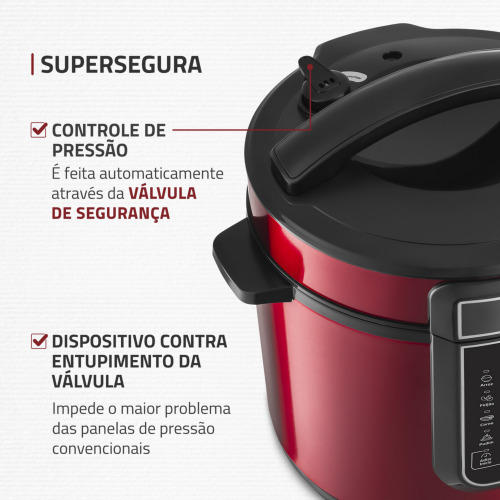 Panela de presso eltrica digital 5 litros Master Cook Red - PE-39  110V
