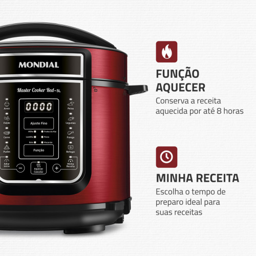 Panela de presso eltrica digital 5 litros Master Cook Red - PE-39  110V