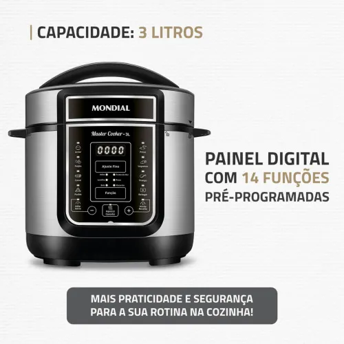 Panela de pressão elétrica digital 3 litros Master Cook 3L- PE-40  110V