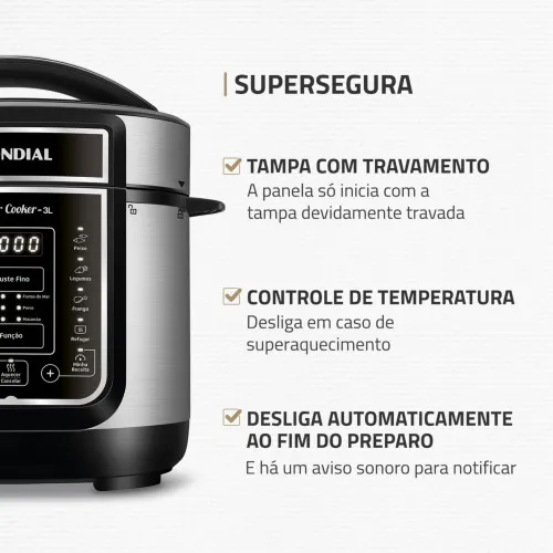 Panela de pressão elétrica digital 3 litros Master Cook 3L- PE-40  110V