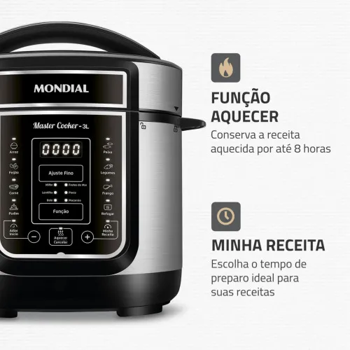 Panela de pressão elétrica digital 3 litros Master Cook 3L- PE-40  110V
