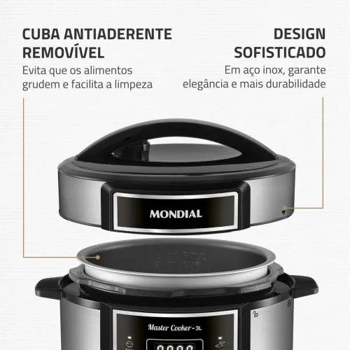 Panela de pressão elétrica digital 3 litros Master Cook 3L- PE-40  110V