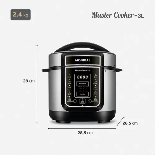 Panela de pressão elétrica digital 3 litros Master Cook 3L- PE-40  110V