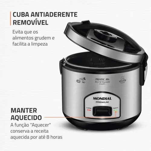 Panela elétrica de arroz 10 xícaras Pratic Rice 10i - PE-42-10X  110V
