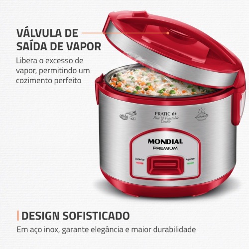 Panela elétrica de arroz 6 xícaras Pratic Rice 6i Red - PE-45-6X  110V Panela elétrica de arroz 6 xícaras Pratic Rice 6i Red - PE-45-6X  110V