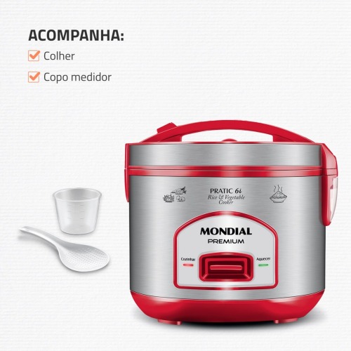 Panela elétrica de arroz 6 xícaras Pratic Rice 6i Red - PE-45-6X  110V Panela elétrica de arroz 6 xícaras Pratic Rice 6i Red - PE-45-6X  110V
