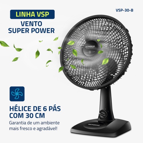 Ventilador de mesa 30 cm 6 pás com 3 velocidades - VSP-30-B  110V Ventilador de mesa 30 cm 6 pás com 3 velocidades - VSP-30-B  110V