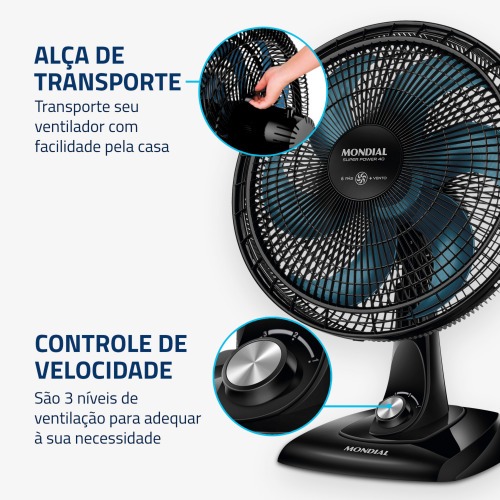 Ventilador de mesa 40 cm 6 ps com 3 velocidades - VSP-40-AP  110V