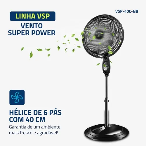 Ventilador de coluna 40 cm 6 pás Super Power - VSP-40C-NB  110V
