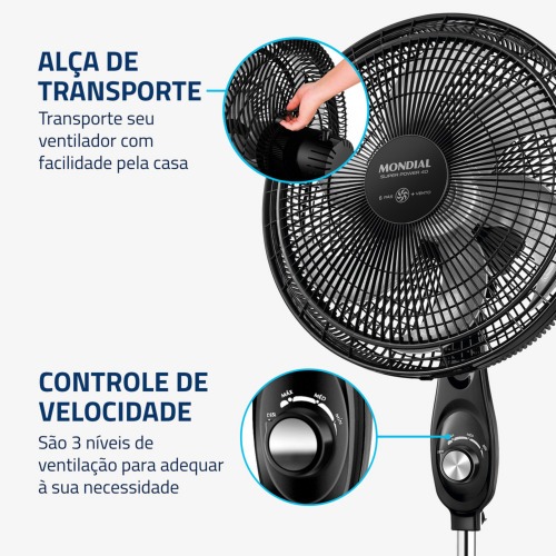 Ventilador de coluna 40 cm 6 pás Super Power - VSP-40C-NB  110V Ventilador de coluna 40 cm 6 pás Super Power - VSP-40C-NB  110V