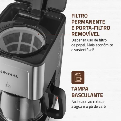 Cafeteira elétrica 800W jarra de vidro 32 xícaras Dolce Arome - C-44-32X-SI  110V