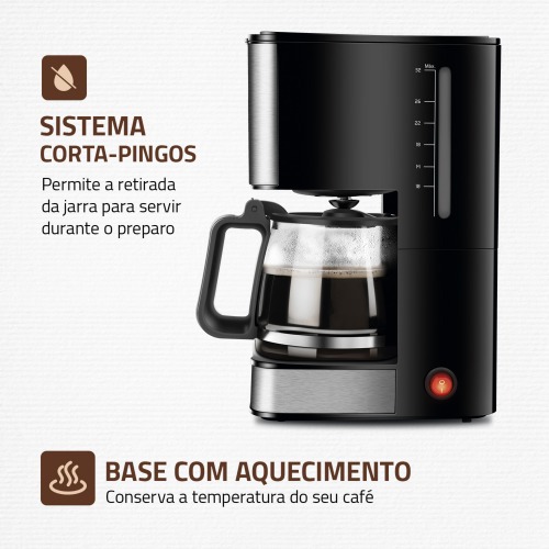 Cafeteira elétrica 800W jarra de vidro 32 xícaras Dolce Arome - C-44-32X-SI 110V Cafeteira elétrica 800W jarra de vidro 32 xícaras Dolce Arome - C-44-32X-SI 110V