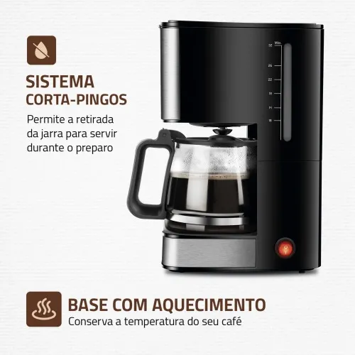 Cafeteira elétrica 800W jarra de vidro 32 xícaras Dolce Arome - C-44-32X-SI  110V
