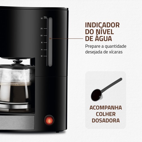 Cafeteira elétrica 800W jarra de vidro 32 xícaras Dolce Arome - C-44-32X-SI 110V Cafeteira elétrica 800W jarra de vidro 32 xícaras Dolce Arome - C-44-32X-SI 110V