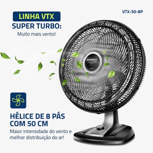 Ventilador de mesa 50 cm 8 pás 3 velocidades Turbo  110V Ventilador de mesa 50 cm 8 pás 3 velocidades Turbo  110V