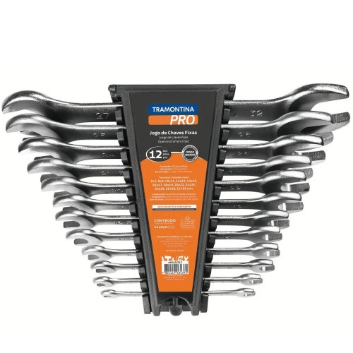 Jogo de chaves fixas 6 a 32 mm com 12 peças em aço cromo vanádio Jogo de chaves fixas 6 a 32 mm com 12 peças em aço cromo vanádio