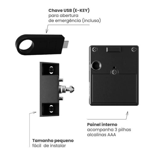Fechadura eletrônica invisível para moveis gavetas e armários - PPZ-1002 Fechadura eletrônica invisível para moveis gavetas e armários - PPZ-1002