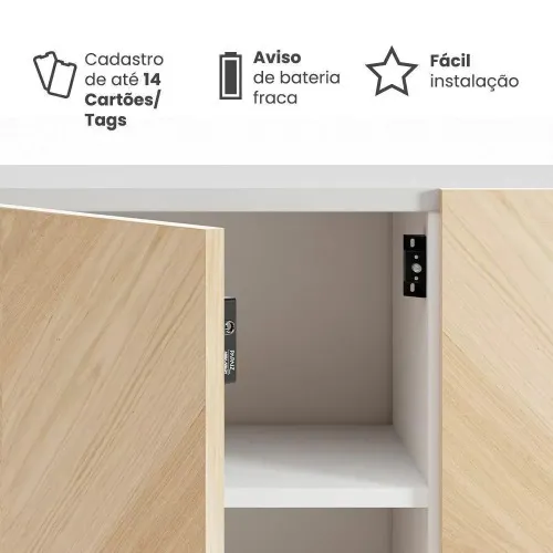 Fechadura eletrônica invisível para moveis gavetas e armários - PPZ-1002