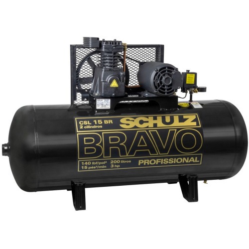 Compressor de ar 15 pés 200L 3 hp 140 libras monofásico Bravo - CSL15BR/200  220V Compressor de ar 15 pés 200L 3 hp 140 libras monofásico Bravo - CSL15BR/200  220V