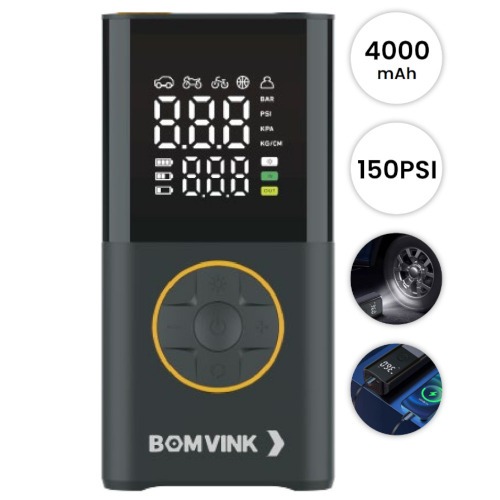 Mini Compressor de Ar porttil digital recarregvel 150 psi - BOM-8907 