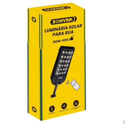 Luminria solar led com sensor de movimento 6600mAh  - BOM-4214