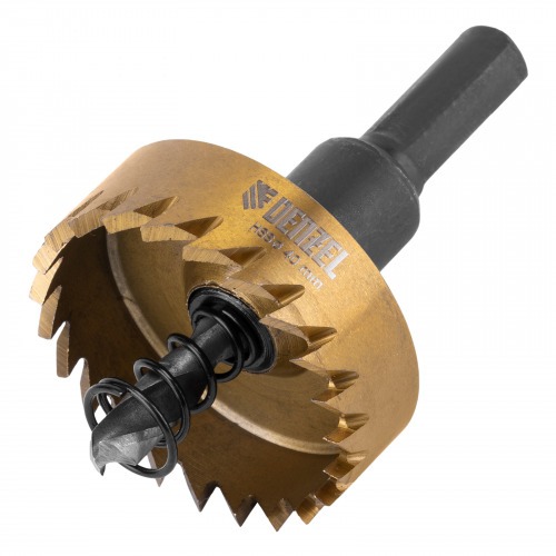 Serra copo para metal 40 mm revestimento em Nitreto de Titânio com suporte Serra copo para metal 40 mm revestimento em Nitreto de Titânio com suporte