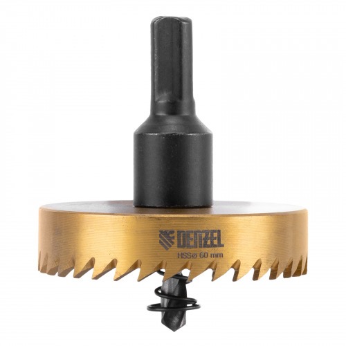 Serra copo para metal 60 mm revestimento em Nitreto de Titânio com suporte Denzel Serra copo para metal 60 mm revestimento em Nitreto de Titânio com suporte Denzel