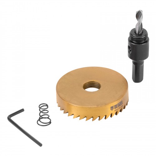 Serra copo para metal 60 mm revestimento em Nitreto de Titânio com suporte Denzel Serra copo para metal 60 mm revestimento em Nitreto de Titânio com suporte Denzel