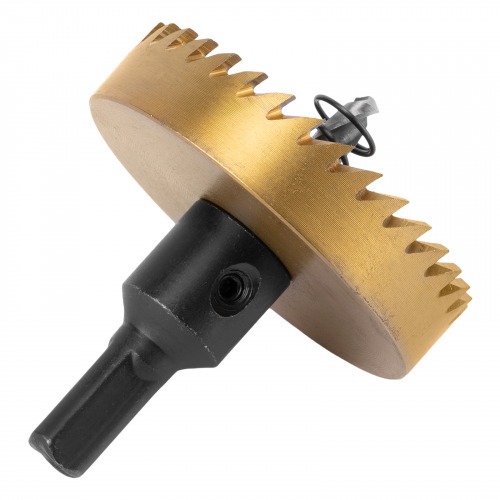 Serra copo para metal 60 mm revestimento em Nitreto de Titânio com suporte Denzel Serra copo para metal 60 mm revestimento em Nitreto de Titânio com suporte Denzel