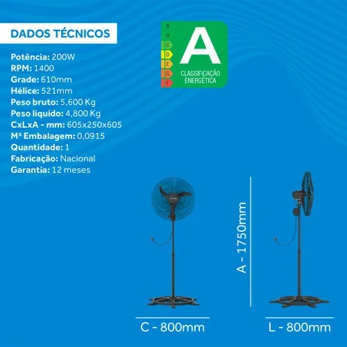 Ventilador de coluna 60 cm oscilante bivolt - 536  110V/220V