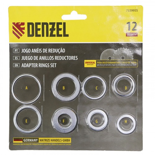 Jogo de an�is de redu��o para discos diamantados e discos de serras 12 pe�as 