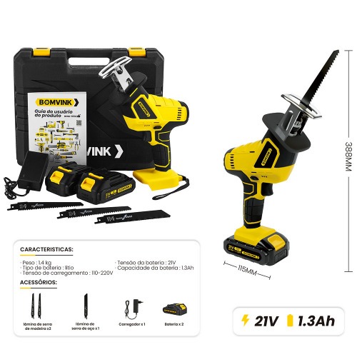 Serra de poda a bateria 21V com 2 baterias - BOM-9702  110V/220V Serra de poda a bateria 21V com 2 baterias - BOM-9702  110V/220V