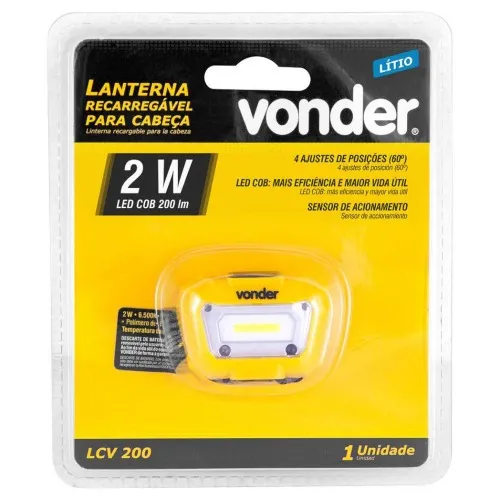 Lanterna recarregável para cabeça LED COB - LCV 200