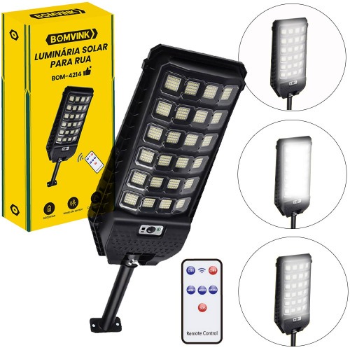 Luminria solar led com sensor de movimento 6600mAh  - BOM-4214