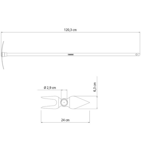 Sacho duas pontas com cabo de madeira - 110 cm 