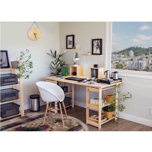 Estante Modulare em madeira pinus com 4 prateleiras 62,2 x 30,2 x 107,2 cm  Estante Modulare em madeira pinus com 4 prateleiras 62,2 x 30,2 x 107,2 cm