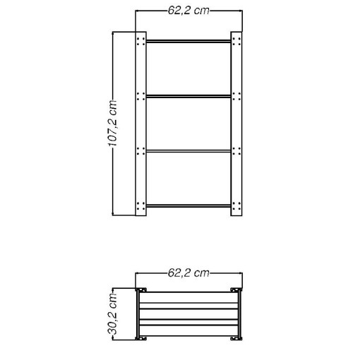 Estante Modulare em madeira pinus com 4 prateleiras 62,2 x 30,2 x 107,2 cm  Estante Modulare em madeira pinus com 4 prateleiras 62,2 x 30,2 x 107,2 cm