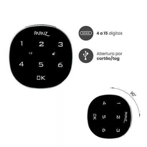 Fechadura digital de sobrepor para móveis de madeira - M1602 CA Fechadura digital de sobrepor para móveis de madeira - M1602 CA
