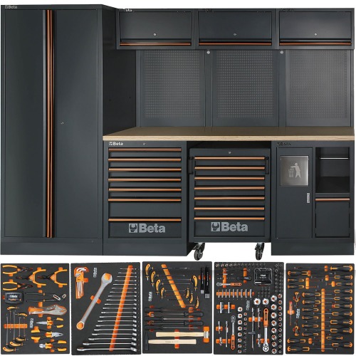 Armário Mobiliário modular para oficina com kit 268 ferramentas - C45 PRO W Armário Mobiliário modular para oficina com kit 268 ferramentas - C45 PRO W