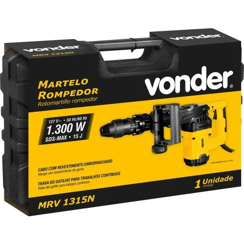 Martelo Rompedor 1300 watts 15 joules SDS Max com maleta - MRV1315