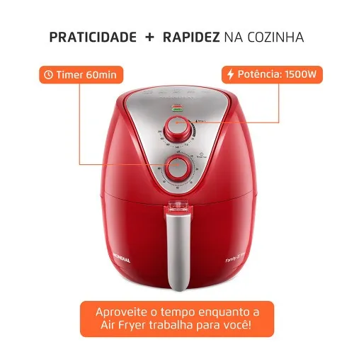 Fritadeira elétrica sem óleo Air Fryer 3,5L 1.500 Watts - AF-32-RI  110V