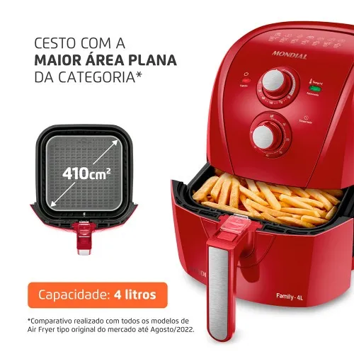 Fritadeira elétrica sem óleo Air Fryer 4L 1.500 Watts - AFN-40-FR  110V