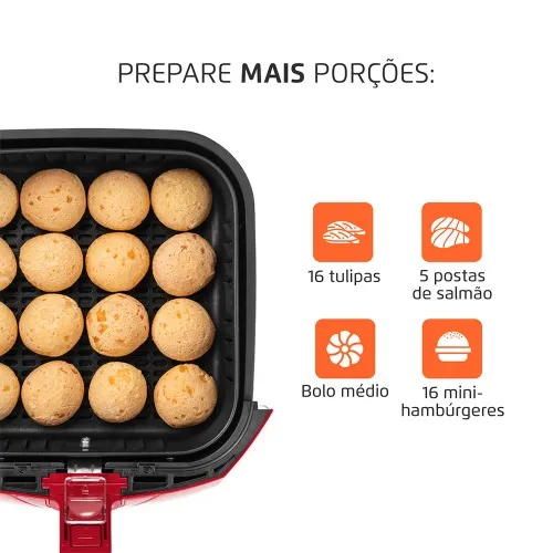 Fritadeira elétrica sem óleo Air Fryer 4L 1.500 Watts - AFN-40-FR  110V