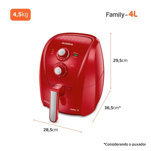 Fritadeira elétrica sem óleo Air Fryer 4L 1.500 Watts - AFN-40-FR  110V