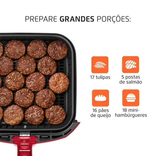 Fritadeira elétrica sem óleo Air Fryer 5L 1900W Grand Family Inox - AFN-50-RI  110V