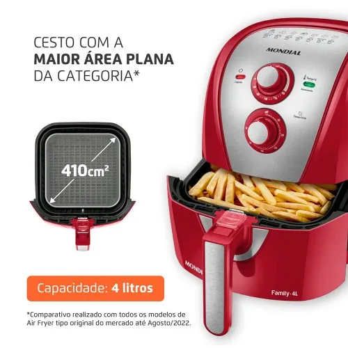 Fritadeira elétrica sem óleo Air Fryer 4L 1.500 Watts - AFN-40-RI  220V