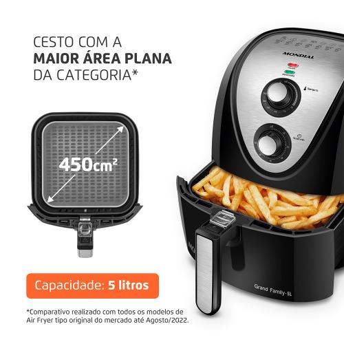 Fritadeira eltrica sem leo Air Fryer 5L 1900W Grand Family Inox - AFN-50-BI  220V