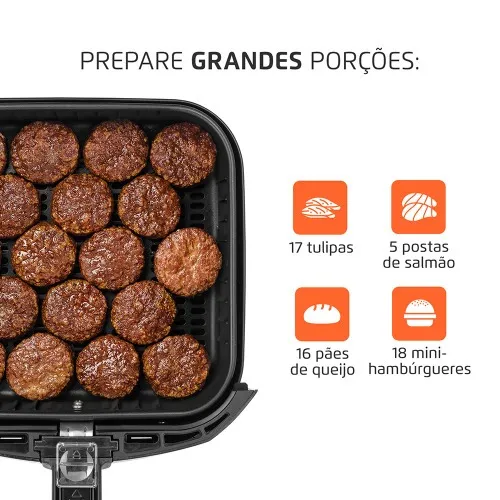 Fritadeira elétrica sem óleo Air Fryer 5L 1900W Grand Family Inox - AFN-50-BI  220V