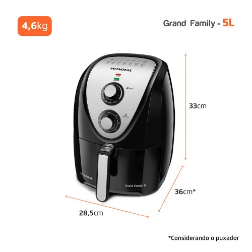 Fritadeira eltrica sem leo Air Fryer 5L 1900W Grand Family Inox - AFN-50-BI  220V